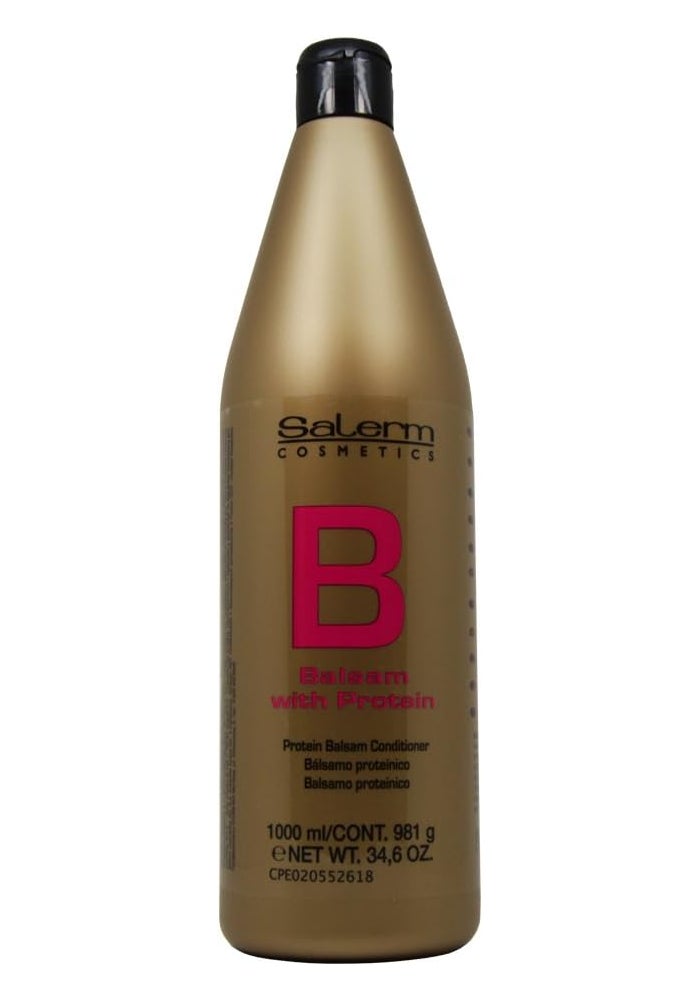 Salerm Protein Balsam Conditioner - 34.6 oz (1 Liter) for Damaged Hair - Image 1
